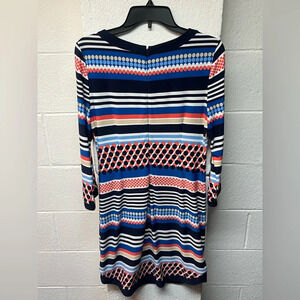 Vince Camuto Dress Womens 8 Blue
Orange Shift Striped Knit 3/4
Sleeve Stretch